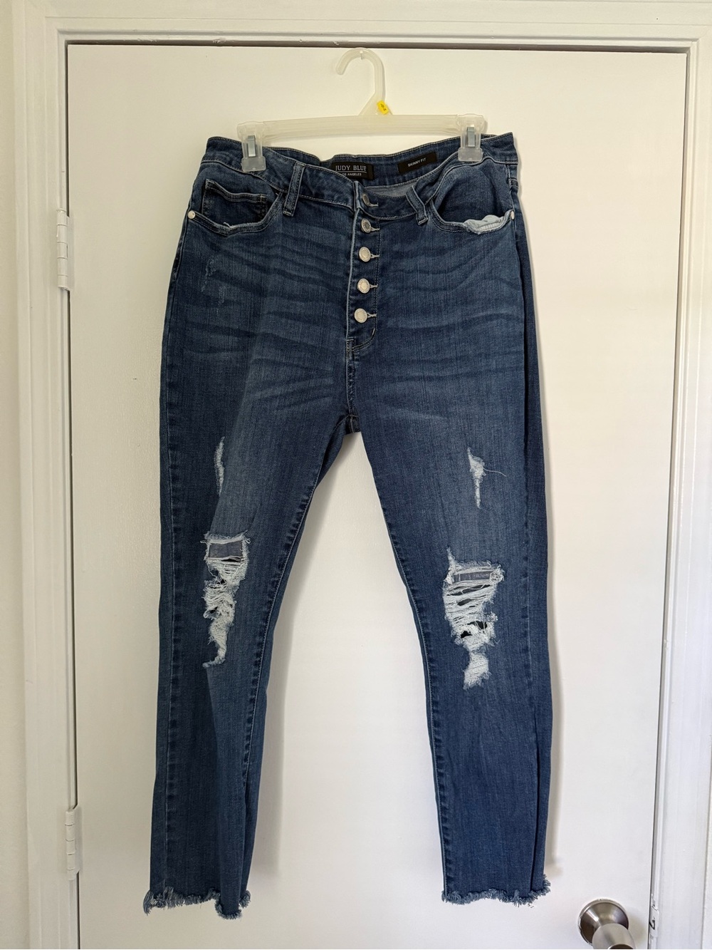 Judy Blue - Button-Fly Distressed Dark Blue Women’s Jeans